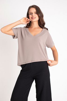تیشرت بژ زنانه رگولار Ramior - کد 852276952