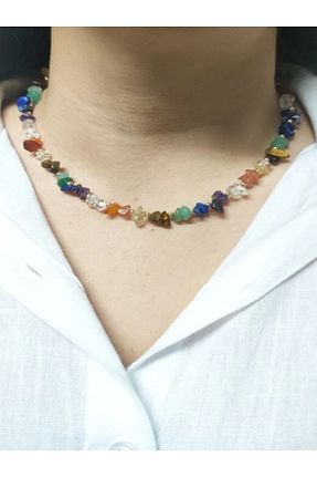گردنبند جواهر رنگی زنانه روکش طلا Dcstore - کد 468686468