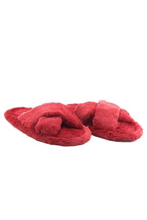دمپائی خانگی زرشکی زنانه مخملی fluffy - کد 818408702