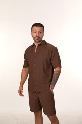 ست بالاتنه و پائین تنه قهوه ای مردانه بافتنی SCSARVİN - کد 852539305