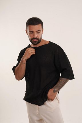 تیشرت مشکی مردانه رگولار SCSARVİN - کد 852536351