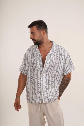 پیراهن آبی مردانه اورسایز SCSARVİN - کد 852539541