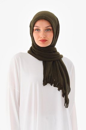 شال خاکی زنانه پنبه ای YNS Işıltı - کد 769836486
