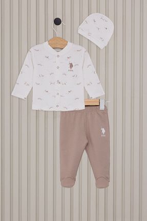ست نوزادی بژ بچه گانه پنبه ای U.S. Polo Assn. - کد 852542859