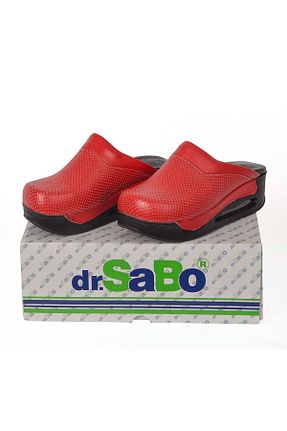 دمپائی قرمز زنانه چرم خالص DR SABO - کد 90771464