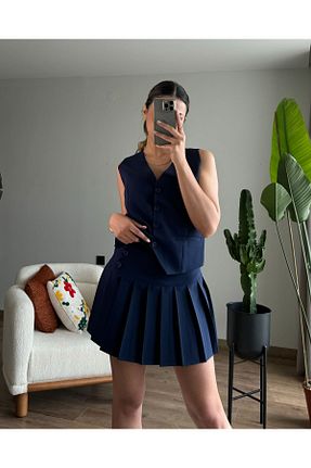 ست بالاتنه و پائین تنه سرمه ای زنانه بافتنی ElegantCouture - کد 852563539