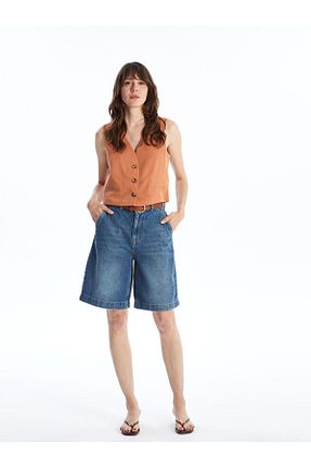 شلوارک و برمودا آبی زنانه بافتنی LC Waikiki - کد 852591804
