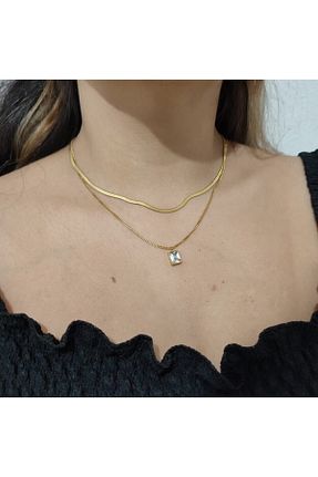 گردنبند استیل ( فولاد ) طلائی زنانه استیل ضد زنگ Sunflowers - کد 183507284