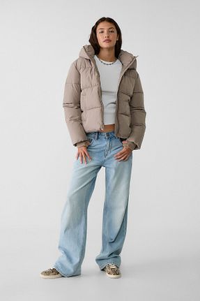 کاپشن قهوه ای زنانه Straight Stradivarius - کد 852805546