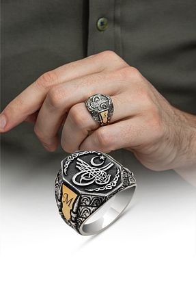 انگشتر نقره رنگی مردانه 925 عیار ALYANSEVİM - کد 852711823