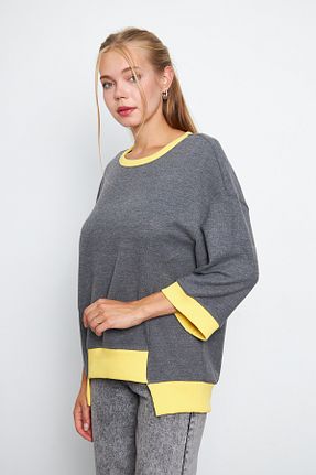 سوئیشرت طوسی زنانه ساده ESPİNA - کد 852826009