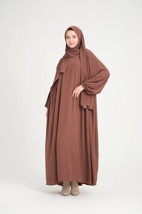 کلاه و ابایا قهوه ای زنانه %100 پنبه VALENS BOUTİQUE - کد 852849715