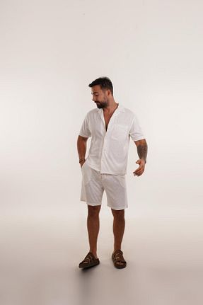ست بالاتنه و پائین تنه سفید مردانه بافتنی SCSARVİN - کد 852676702