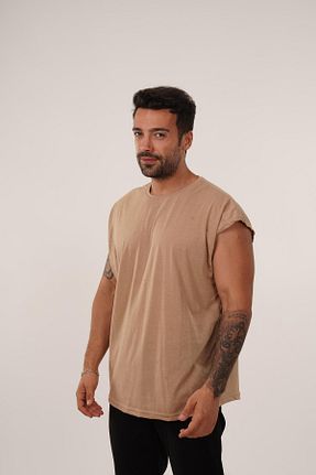رکابی بژ مردانه یقه هالتر SCSARVİN - کد 852535329