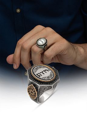 انگشتر نقره رنگی مردانه 925 عیار ALYANSEVİM - کد 851366307