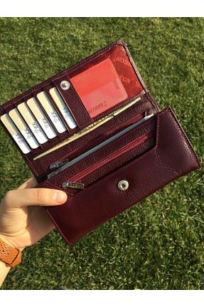 کیف پول زرشکی زنانه ابعاد بزرگ Derkon - کد 87898220