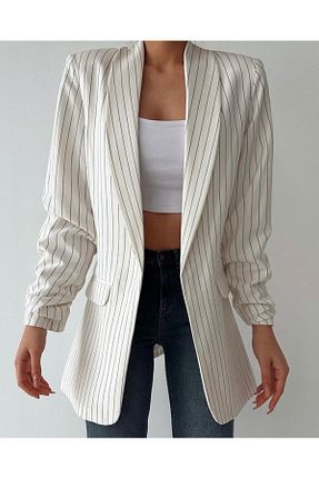 کت بلیزر سفید زنانه پلی ویسکون Leos Moda - کد 851410188
