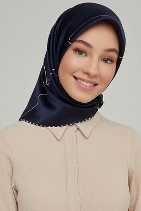 روسری سرمه ای کرپ ساتن ابریشم Armine - کد 290706768
