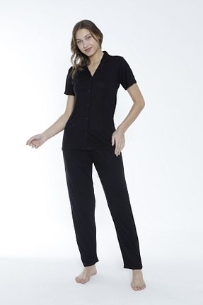 ست لباس راحتی مشکی زنانه ساده loveella pijama - کد 848645375