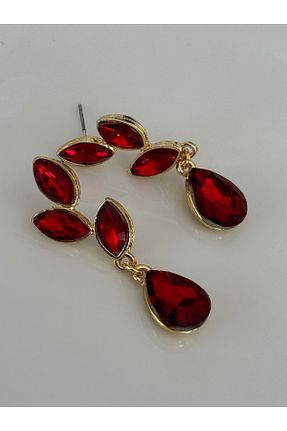 گوشواره جواهر قرمز سنگ طبیعی MioArt - کد 852574343