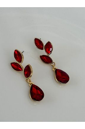 گوشواره جواهر قرمز سنگ طبیعی MioArt - کد 852574343