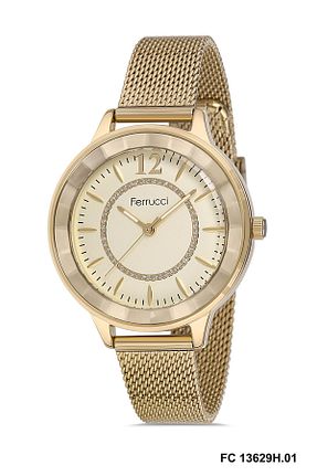 ساعت مچی طلائی زنانه 31-35 میلی متر Ferrucci - کد 852598036