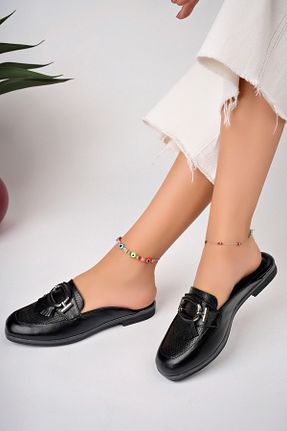 دمپائی مشکی زنانه چرم خالص Akgün Terlik - کد 852597724