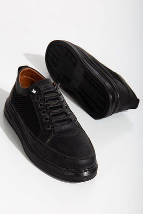 کفش اسنیکر مشکی مردانه بند دار BY ERG SHOES - کد 842712991