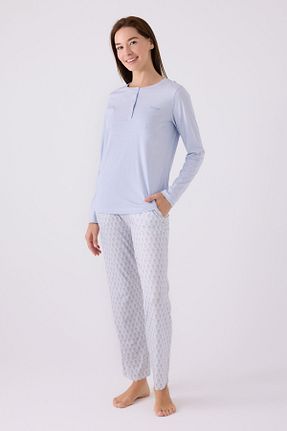 ست لباس راحتی آبی زنانه طرح دار Pierre Cardin - کد 852677700