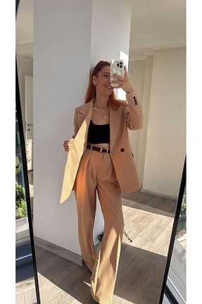ست بالاتنه و پائین تنه بژ زنانه بافتنی bonnline - کد 851094709