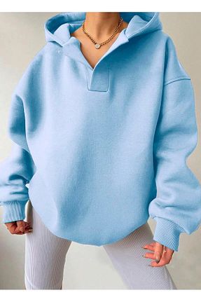 سوئیشرت آبی زنانه ساده ROYAL FASHİON - کد 852766385