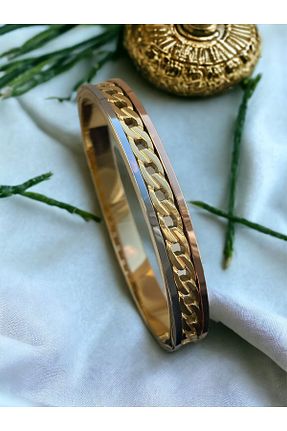 دستبند استیل (فولاد) طلائی زنانه استیل ضد زنگ İNN JEWELLERY - کد 775922391