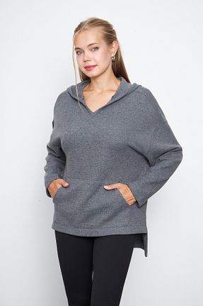 سوئیشرت طوسی زنانه ساده ESPİNA - کد 852812561