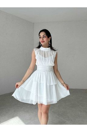 لباس سفید زنانه بافتنی MODA DURAĞI - کد 852843215