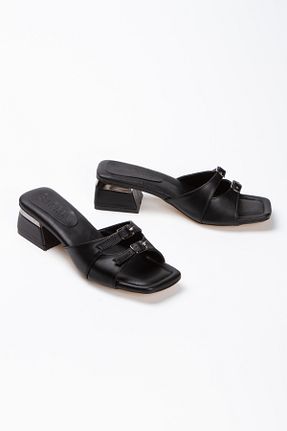دمپائی مشکی زنانه چرم مصنوعی Akçetin Moda - کد 852842354