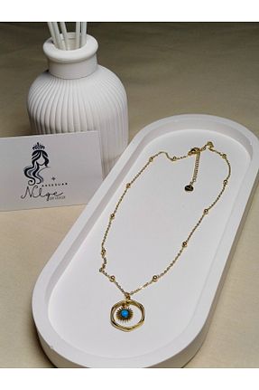 گردنبند استیل ( فولاد ) طلائی زنانه استیل ضد زنگ NİLGE AKSESUAR - کد 852883040