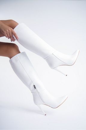 چکمه سفید زنانه چرم مصنوعی Shoesers - کد 852878868