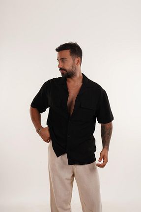 پیراهن مشکی مردانه رگولار SCSARVİN - کد 852542125