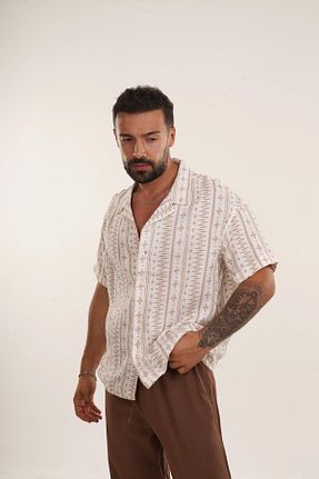 پیراهن قهوه ای مردانه رگولار SCSARVİN - کد 852538934