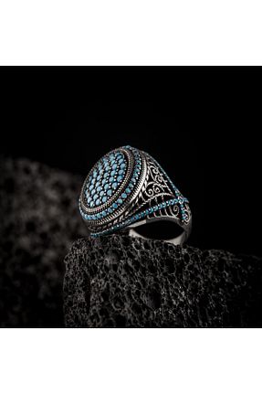 انگشتر نقره آبی مردانه کریستال vevasilver - کد 852719578