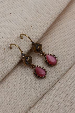گوشواره جواهر صورتی زیرکن Süspüs Accessories - کد 852485011