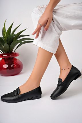 بابت مشکی زنانه چرم خالص Akgün Terlik - کد 852494368