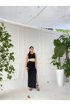 ست بالاتنه و پائین تنه مشکی زنانه بافتنی shenfashion - کد 845018411
