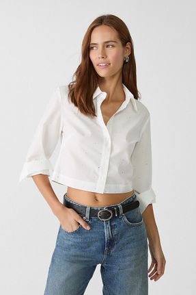 پیراهن سفید زنانه کراپ Stradivarius - کد 852564821