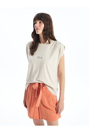 تیشرت بژ زنانه Skinny LC Waikiki - کد 852592469