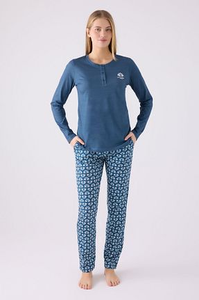 ست لباس راحتی آبی زنانه چاپی Pierre Cardin - کد 852677583