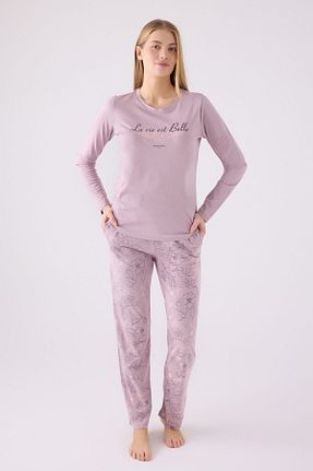 ست لباس راحتی بنفش زنانه چاپی Pierre Cardin - کد 852677724