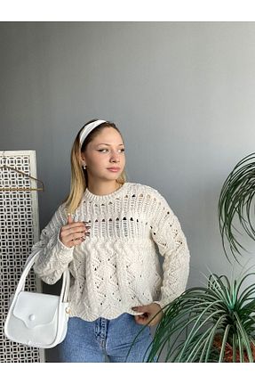 پلیور بژ زنانه ساده Ateilerdijle - کد 775380188