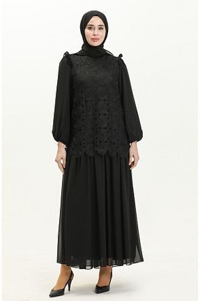 لباس مجلسی حجاب مشکی زنانه یقه دوچرخه MY QILAM - کد 848497375