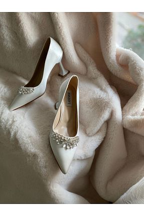 کفش مجلسی سفید زنانه پاشنه نازک İLADİESHOES - کد 470978818
